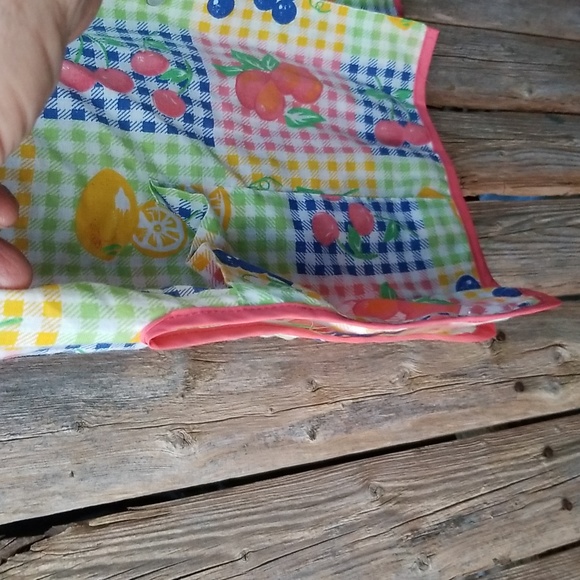 Adorable Vintage Berries Gingham Print Apron Snap Smock M - Picture 8 of 10